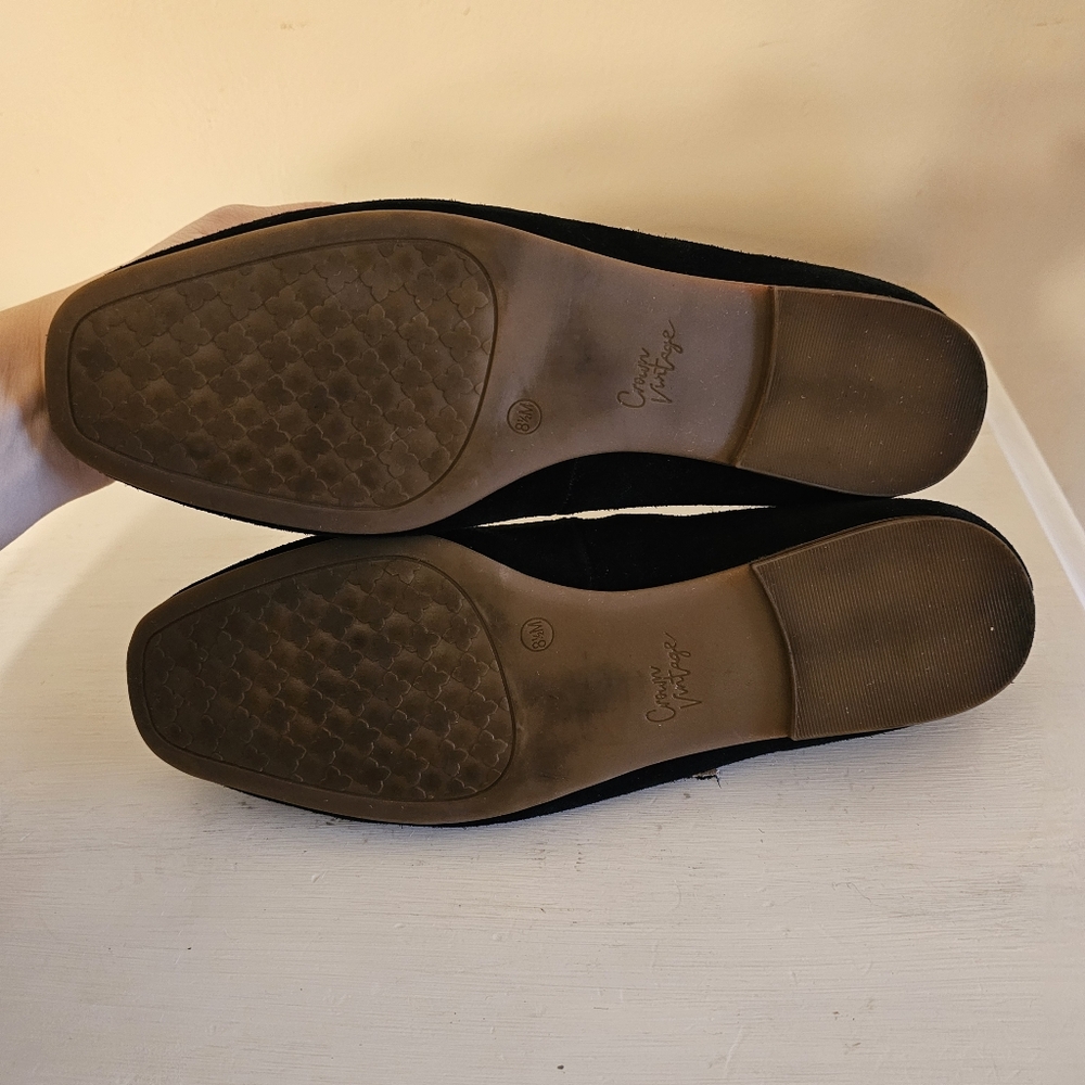 Crown Vintage Sillani Black Suede Mary Jane Ballet Flats 8.5 Balletcore Office - Picture 7 of 9